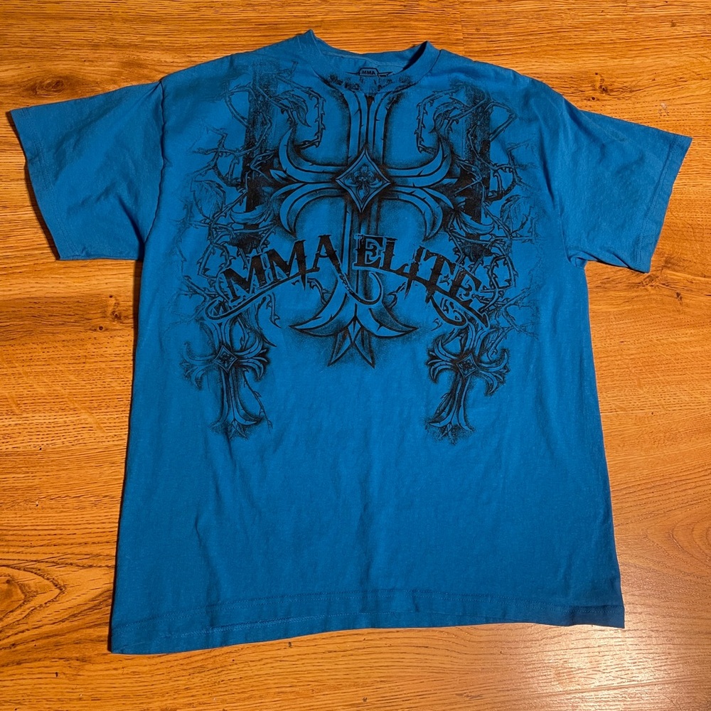 Y2K MMA Elite Cross Affliction Style T-Shirt Size Large Gothic Grunge Cyber